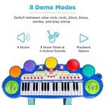 Best Choice Products 37-Key Kids Electronic Musical Instrument Piano Learning Toy Keyboard w/Multiple Sounds, Lights, Microphone, Stool - Blue