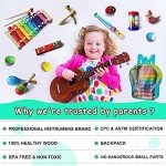 LOOIKOOS Toddler Musical Instruments,Wooden Percussion Instruments Toy for Kids Baby Preschool Educational Musical Toys Set for Boys and Girls with Storage Bag