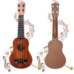 Raimy 17in Kids Ukulele Guitar - 4 Strings Mini Guitar Children Musical Instruments Educational Toys with Picks for Toddler Kids Boys Girls Beginner (Mahogany)