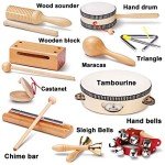 LOOIKOOS Baby Musical Instruments Montessori Toys for Toddlers 1-3,Natural Wooden Percussion Instruments Set for Kids Preschool Educational Musical Toys for Ages 5-9