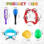 Silipull 72 Pcs Shaker Musical Instruments for Kids, Egg Shaker, Wrist Hand Band Bells, Maracas Shakers, Percussion Tambourine, Cymbals, Plastic Castanets for Preschool Early Music Learning Toy
