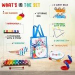 Stoie's Kids Musical Instruments Set 15 pcs for Toddler Ages 3-5 - Baby Wooden Percussion Musical Toys for Little Boys & Girls 9-12 Years Old- with Xylophone and Maracas - to Play in First Mini Band