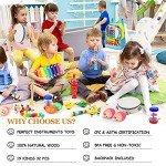 Toddler Musical Instruments Set, 32 PCS 19 Kinds Wooden Percussion Instruments Toys for Kids Playing Preschool Education, Early Learning Baby Musical Toys for Boys and Girls Gift