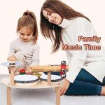 CozyBomB Kids Drum Set for Toddlers: Montessori Musical Instruments Set Toddler Toys - 7 in 1 Wooden Musical Kit Baby Sensory Educational Toys - Christmas Birthday Gifts for Boys & Girls Age 2 3 4 5 6