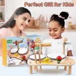 CozyBomB Kids Drum Set for Toddlers: Montessori Musical Instruments Set Toddler Toys - 7 in 1 Wooden Musical Kit Baby Sensory Educational Toys - Christmas Birthday Gifts for Boys & Girls Age 2 3 4 5 6