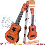 Kids Guitar Musical Toy Ukulele Classical Instrument(Brown), Wooden Play Guitar for Kids Aged 3 4 5 6 7 8 Year Old