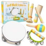 Musical Instruments for Toddlers, Commodum Wooden Percussion Instruments Set, Neutral Colors Modern Boho Music Toys for 3 Year Old Kids Boys Girls, Preschool Birthday Christmas Montessori Toys Gifts