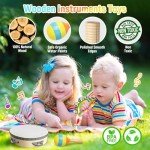 Musical Instruments for Toddlers, Commodum Wooden Percussion Instruments Set, Neutral Colors Modern Boho Music Toys for 3 Year Old Kids Boys Girls, Preschool Birthday Christmas Montessori Toys Gifts