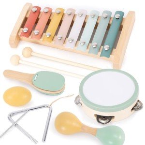 Fun Musical Instruments for Toddlers - The Perfect Wooden Instruments for Little Ones to Explore Sounds Through Play - Great Montessori Toy Gift for Babies, Toddlers 1-3, and Kids - Incl. Xylophone