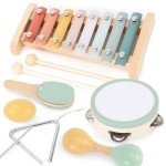 Fun Musical Instruments for Toddlers - The Perfect Wooden Instruments for Little Ones to Explore Sounds Through Play - Great Montessori Toy Gift for Babies, Toddlers 1-3, and Kids - Incl. Xylophone