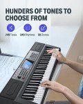Donner 61 Key Keyboard Piano, Electric Piano Keyboard Kit with 249 Voices, 249 Rhythms - Includes Piano Stand, Stool, Microphone, Gift for Beginners, Black (DEK-610S)
