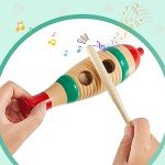 2 Pieces Colorful Fish Shaped Guiro Instrument Latin Percussion Musical Wooden Frog Instrument Musical Percussion for Adults Kids with Rhythm Sticks