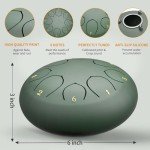 Rain Drum for Outside Garden, 6 Inches 8 Notes Steel Tongue Chakra Drum, Waterproof Rain Chime Meditation Drum, Musical Instruments for Adult Gift with Drum Bag, Music Book, Drum Mallets (Green)