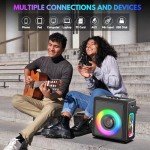 Karaoke Machine with 2 Wireless Microphones, Portable Bluetooth 5.3 Karaoke Speaker with Upgraded Subwoofer for Adults, PA System with Echo Adjustment, Support TWS/TF Card/USB/AUX/Live