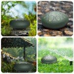 Rain Drum for Outside Garden, 6 Inches 8 Notes Steel Tongue Chakra Drum, Waterproof Rain Chime Meditation Drum, Musical Instruments for Adult Gift with Drum Bag, Music Book, Drum Mallets (Green)