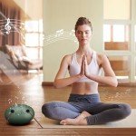 Rain Drum for Outside Garden, 6 Inches 8 Notes Steel Tongue Chakra Drum, Waterproof Rain Chime Meditation Drum, Musical Instruments for Adult Gift with Drum Bag, Music Book, Drum Mallets (Green)