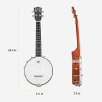 Donner Banjolele 4 String Banjo Ukulele kit Stringed Musical Instruments for Adult Beginner with Banjo Tuners, Gig Bag, Picks, Skeleton 23 Inch Sapele