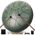 JYTMUS Steel Tongue Drum 11 Notes 6 Inches Rain Drum for Outside with Drum Bag, Music Book, Drum Mallets, Mallet Holder, Finger Picks and Stickers, Steel Drum for Yoga, Meditation, Prenatal Education