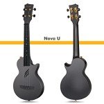 Enya Concert Ukulele Nova U 23’’ Carbon Fiber Travel Ukulele with Beginner Kit includes online lessons, case, strap, capo and strings (Black)