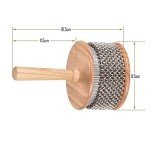 Heysland Wooden Cabasa Percussion Musical Instrument Metal Beaded Chain and Cylinder Pop Hand Shaker for Band Music Education 4.5in HL01B