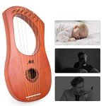 7 String Lyre Harp, AKLOT 7 Metal Strings Lye Harp Bone Saddle Mahogany with Tuning Wrench and Black Gig Bag