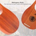 7 String Lyre Harp, AKLOT 7 Metal Strings Lye Harp Bone Saddle Mahogany with Tuning Wrench and Black Gig Bag