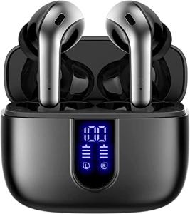 TAGRY Bluetooth Headphones True Wireless Earbuds 60H Playback LED Power Display Earphones with Wireless Charging Case IPX5 Waterproof in-Ear Earbuds with Mic for TV Smart Phone Computer Laptop Sports from TAGRY