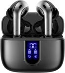 TAGRY Bluetooth Headphones True Wireless Earbuds 60H Playback LED Power Display Earphones with Wireless Charging Case IPX5 Waterproof in-Ear Earbuds with Mic for TV Smart Phone Computer Laptop Sports from TAGRY