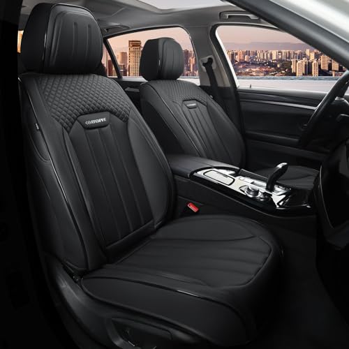 Universal Black Leather Front Seat Covers - 2 Pack