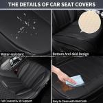 Universal Black Leather Front Seat Covers - 2 Pack