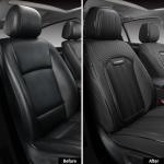 Universal Black Leather Front Seat Covers - 2 Pack