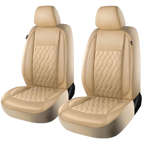 Luxury Faux Leather Car Seat Covers - Beige Set