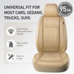Luxury Faux Leather Car Seat Covers - Beige Set