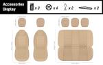 Luxury Faux Leather Car Seat Covers - Beige Set