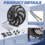 12" Black Universal Slim Electric Radiator Fan
