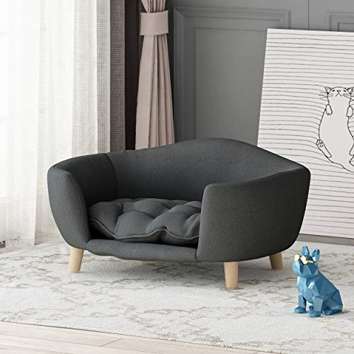 Samuel Small Plush Pet Bed - Dark Gray