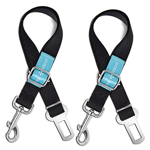 Dog Seat Belt Pet Dog Cat Car Seatbelt Safety Tether - 2 Pack - Adjustable Harness Belts Pet Leash - Heavy Duty Nylon Seatbelts - Universal Fit Cars Truck SUV by Duke & Dixie