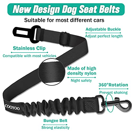 COOYOO Dog Seat Belt,2 Packs Retractable Dog Car Seatbelts Adjustable Pet Seat Belt for Vehicle Nylon Pet Safety Seat Belts Heavy Duty & Elastic & Durable Car Harness for Dogs from COOYOO
