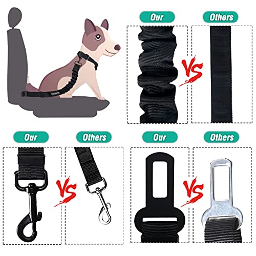 COOYOO Dog Seat Belt,2 Packs Retractable Dog Car Seatbelts Adjustable Pet Seat Belt for Vehicle Nylon Pet Safety Seat Belts Heavy Duty & Elastic & Durable Car Harness for Dogs from COOYOO