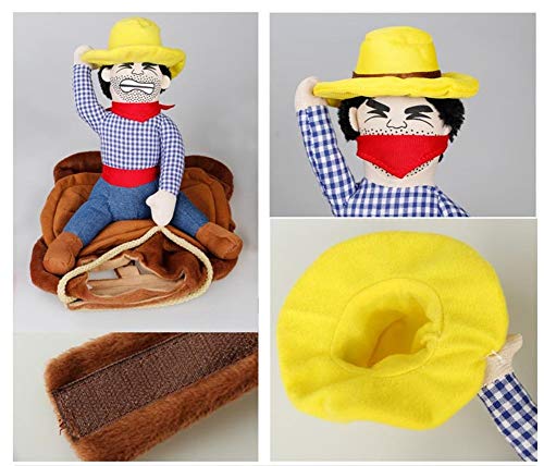 NACOCO Cowboy Rider Dog Costume for Dogs Clothes Knight Style with Doll and Hat for Halloween Day Pet Costume (L) from NACOCO