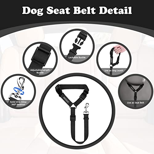 BWOGUE 2 Packs Dog Cat Safety Seat Belt Strap Car Headrest Restraint Adjustable Nylon Fabric Dog Restraints Vehicle Seatbelts Harness from BWOGUE