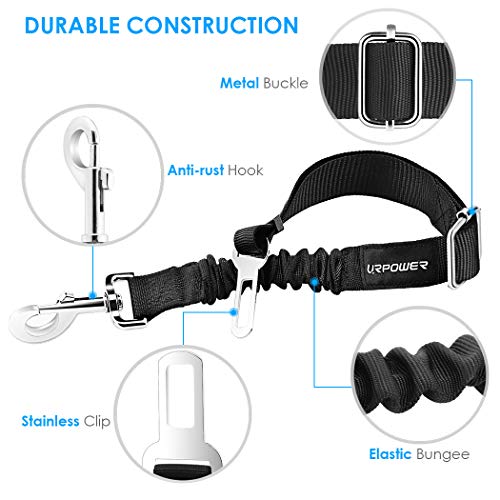 URPOWER Dog Seat Belt 2 Pack Dog Car Seatbelts Adjustable Pet Seat Belt for Vehicle Nylon Pet Safety Seat Belts Heavy Duty & Elastic & Durable Car Seat Belt for Dogs, Cats and Pets from URPOWER