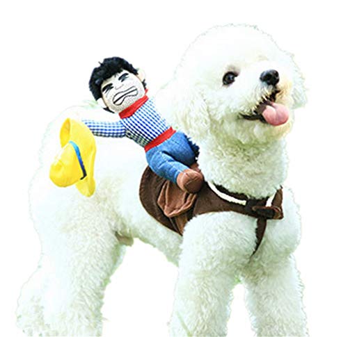 NACOCO Cowboy Rider Dog Costume for Dogs Clothes Knight Style with Doll and Hat for Halloween Day Pet Costume (L) from NACOCO