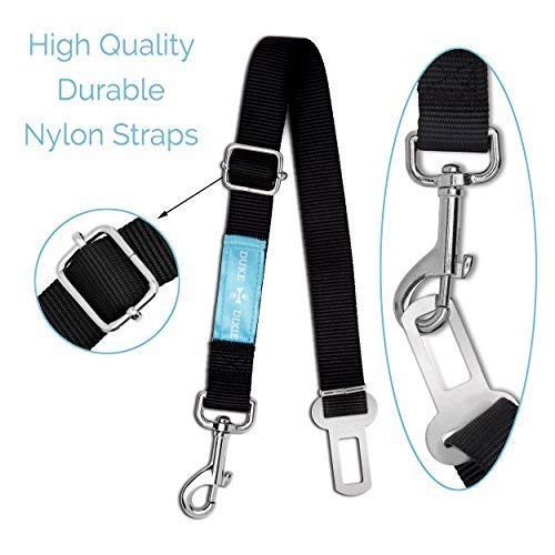 Dog Seat Belt Pet Dog Cat Car Seatbelt Safety Tether - 2 Pack - Adjustable Harness Belts Pet Leash - Heavy Duty Nylon Seatbelts - Universal Fit Cars Truck SUV by Duke & Dixie