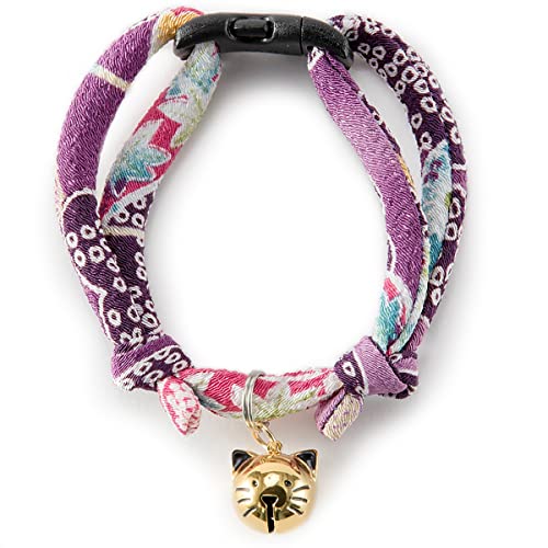 Necoichi Chirimen Hanabi Fireworks Cat Collar (Purple) by Necoichi