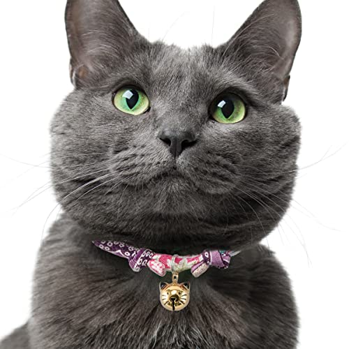 Necoichi Chirimen Hanabi Fireworks Cat Collar (Purple) by Necoichi