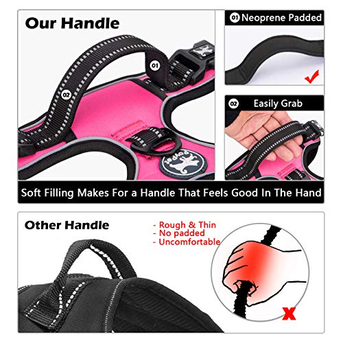 PoyPet No Pull Dog Harness, No Choke Front Lead Dog Reflective Harness, Adjustable Soft Padded Pet Vest with Easy Control Handle for Small to Large Dogs(Pink, Medium) from PoyPet