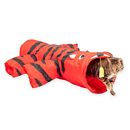 Multi Cat Tunnel with Crinkle Feather String for Pets