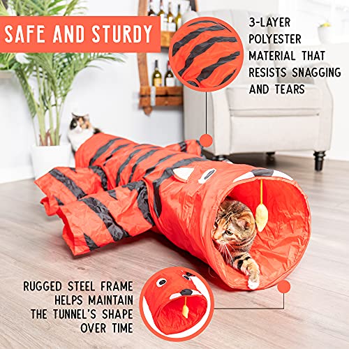 Multi Cat Tunnel with Crinkle Feather String for Pets