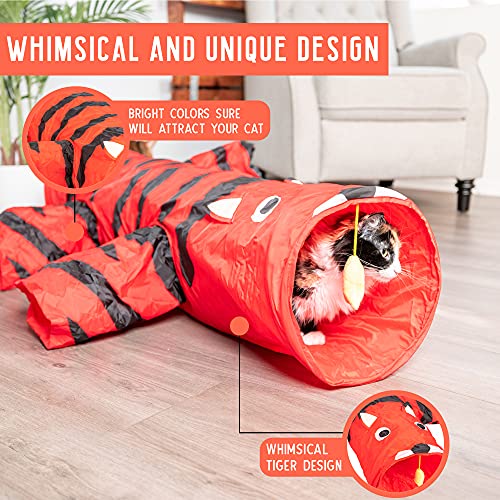 Multi Cat Tunnel with Crinkle Feather String for Pets